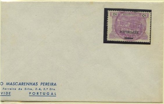 23Lis_1851.jpg -     Lote:    1851            Portugal       Descrição:         Carimbos comemorativos. 1911 &mdash; 4.º Centenário do Descobrimento do Caminho Marítimo para a Índia com sobrecarga Republica sobre selos de Porteado. 10 reis, CE193, obliterado com carimbo do CORTEJO ALEGÓRICO / 15 OUT 1910, batido a vermelho.        O       Valor Base:     &euro; 5,00     Valor Venda:     Retirado     
