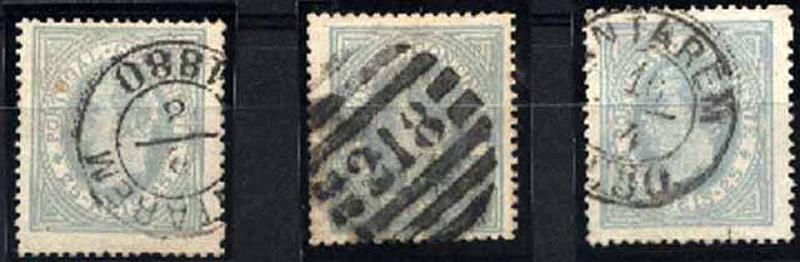 23Lis_1859.jpg -     Lote:    1859            Portugal       Descrição:         Marcofilia diversa. 1880/81 &mdash; D. Luís I, de perfil. CE53, 25 reis, violeta azul cinzento: Lote de 3 selos em denteado 13 &frac12;, obliterados com carimbos circulares datados de SANTARÉM (2) e carimbo numérico da 2.ª reforma "218 &mdash; TAVIRA".         O       Valor Base:     &euro; 10,00     Valor Venda:     Retirado     