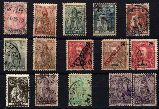 23Lis_1879.jpg -     Lote:    1879            Angola       Descrição:         Angola. Carimbos numéricos volantes. Lote de 15 selos de diversas emissões, obliterados com carimbos numéricos volantes n.ºs 39 (3), 35 (2), 36, 18 (4), 17, 20, 30 (2).        Lote       Valor Base:     &euro; 8,00     Valor Venda:     &euro; 8,00     