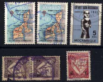23Lis_1924.jpg -     Lote:    1924            Moçambique       Descrição:         Moçambique. Marcofilia diversa. Lote de 6 selos (um par) com marcofilia diversa "VILA ALFERES CHAMUSCA, NACALA, VILA CABRAL, MINERVA CENTRAL".        Lote       Valor Base:     &euro; 5,00     Valor Venda:     Retirado     