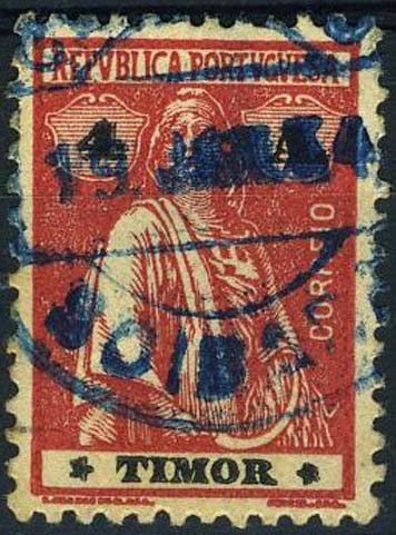 23Lis_1940.jpg -     Lote:    1940            Timor       Descrição:         Carimbos circulares datados. 1913 &mdash; Ceres. CE166, 4 avos carmim, denteado 12x11 &frac12;, obliterado com carimbo batido a azul "CORREIO / SOIBADA" MB E MR.        O       Valor Base:     &euro; 20,00     Valor Venda:     &euro; 20,00     