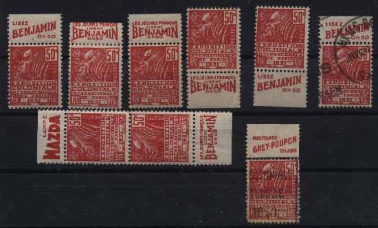 23Lis_2090.jpg -     Lote:    2090                   Descrição:      França.   Lote de 9 selos nº 272 (2 obliterados), com diversas bandas publicitárias, retirados de carnet. Valor de catálogo superior a &euro; 70,00        ***/O       Valor Base:     &euro; 15,00     Valor Venda:     &euro; 15,00     