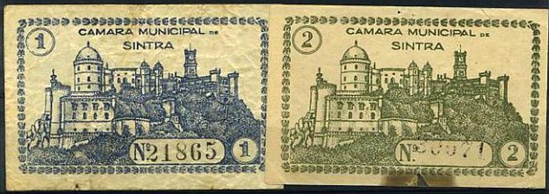 23Lis_2138.jpg -     Lote:    2138                   Descrição:         Sintra. Câmara Municipal de Sintra. Lote de duas cédulas de 1c azul e 2c verde. Estado regular.        CDL       Valor Base:     &euro; 10,00     Valor Venda:     Retirado     