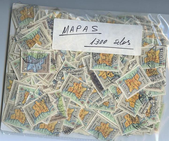 23Lis_2176.jpg -     Lote:    2176                   Descrição:      Angola.   Pacote com cerca de 1.300 selos da série Mapa de Angola, de diversas taxas, com marcofilia interessante. Lote a ver.        Lote       Valor Base:     &euro; 10,00     Valor Venda:     &euro; 14,00     