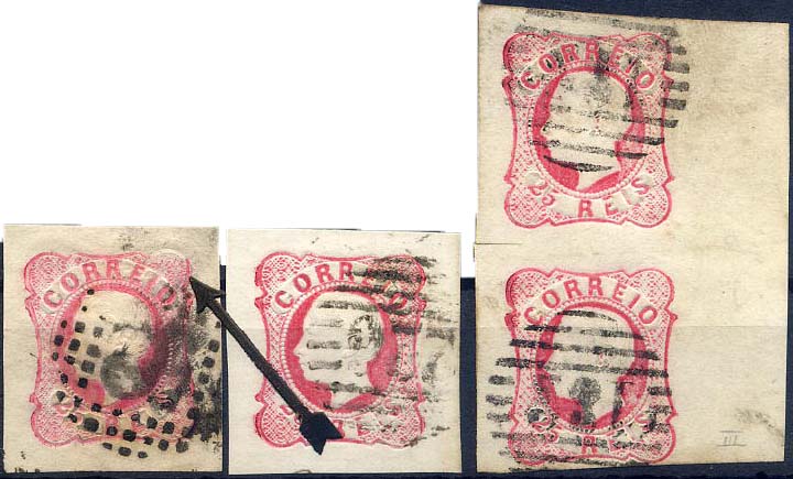 24lis0416.jpg -     Lote:    416            Colecção Portugal       Descrição:         1862/1864 &mdash; D. Luís I. CE16, 25 reis carmim rosa. Lote composto por dois selos com margens largas + par vertical bordo direito de folha. Um dos selos com impressão albina no bordo superior. Valor de catálogo &euro; 30,80.        O       Valor Base:     &euro; 8,00     Valor Venda:     &euro; 10,00     