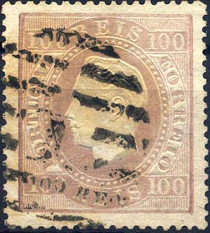 24lis0494.jpg -     Lote:    494            Colecção Portugal       Descrição:         1870/1876 &mdash; D. Luís I, fita direita. CE43, 100 reis lilás claro, papel liso, denteado 14. Valor de catálogo &euro; 1.510,00. MB.        O       Valor Base:     &euro; 350,00     Valor Venda:     Retirado     