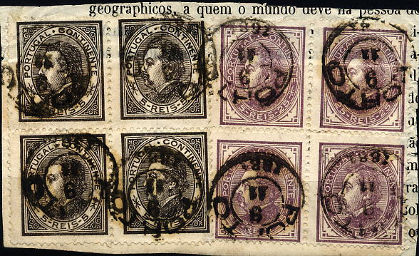 24lis0511.jpg -     Lote:    511            Colecção Portugal       Descrição:         1880/1881 &mdash; D. Luís I. De perfil. Fragmento de jornal datado do Porto (09.11.1881) com uma quadra de 5 reis preto + quadra de 25 reis vermelho lilás, todas em papel liso, denteado 12 &frac12;. MB e MR.        FRG       Valor Base:     &euro; 50,00     Valor Venda:     &euro; 50,00     