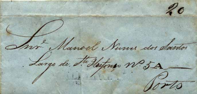24Lis0529.jpg -     Lote:    529            Portugal       Descrição:      Albergaria-A-Velha   &mdash; A preto, GM ALB2 em carta datada de Albergaria (06.06.1849) para o Porto (07.06.1849) com o porte manuscrito a sépia de 20 reis. Marca quase albina.        Carta       Valor Base:     &euro; 10,00     Valor Venda:     &euro; 32,00     
