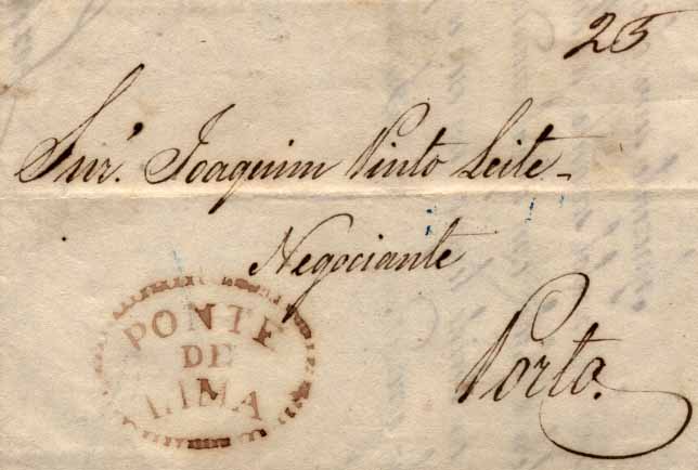 24Lis0579.jpg -     Lote:    579            Portugal       Descrição:      Ponte de Lima   &mdash; A sépia, GM PTL3 em carta datada de Ponte de Lima (29.02.48) para o Porto, com o porte de 25 reis manuscrito a sépia.        Carta       Valor Base:     &euro; 12,00     Valor Venda:     &euro; 20,00     