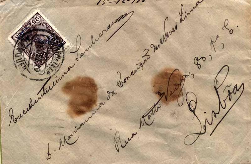 24Lis0637.jpg -     Lote:    637            Portugal       Descrição:         1910 &mdash; D. Manuel II, com REPUBLICA manuscrita. Sobrescrito circulado de Alenquer (15.12.10) para Lisboa (16.12.10), com selo de 25 reis castanho CE161. Sobrecarga REPUBLICA manuscrita a preto.        Carta       Valor Base:     &euro; 30,00     Valor Venda:     Retirado     