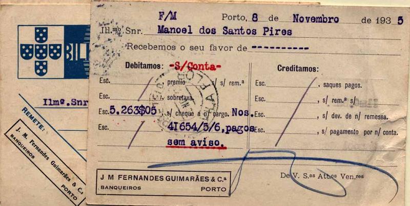 24Lis0815.jpg -     Lote:    815            Portugal       Descrição:         1935/1939 &mdash; Tudo pela Nação. Lote composto por um inteiro postal de $25 azul escuro OM81 e dois inteiros de $25 azul claro OM83, todos circulados e repicados por J. M. FERNANDES GUIMARÃES & CIA * BANQUEIROS * PORTO".        Lote       Valor Base:     &euro; 15,00     Valor Venda:     Retirado     