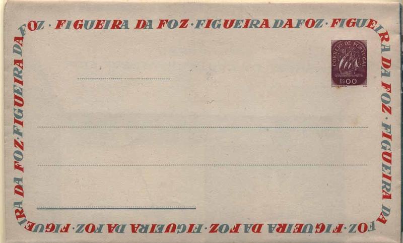 24Lis0845.jpg -     Lote:    845            Portugal       Descrição:         1955/57 &mdash; Carta Universal. Selo tipo Caravela e vinheta de "VINTE CENTAVOS" das "OBRAS SOCIAIS" dos CTT. OM4, 1$00 violeta vermelho, série A2 &mdash; 5.000 exemplares. Nova com a folha de carta no interior. MBC.        IN       Valor Base:     &euro; 20,00     Valor Venda:     &euro; 42,00     