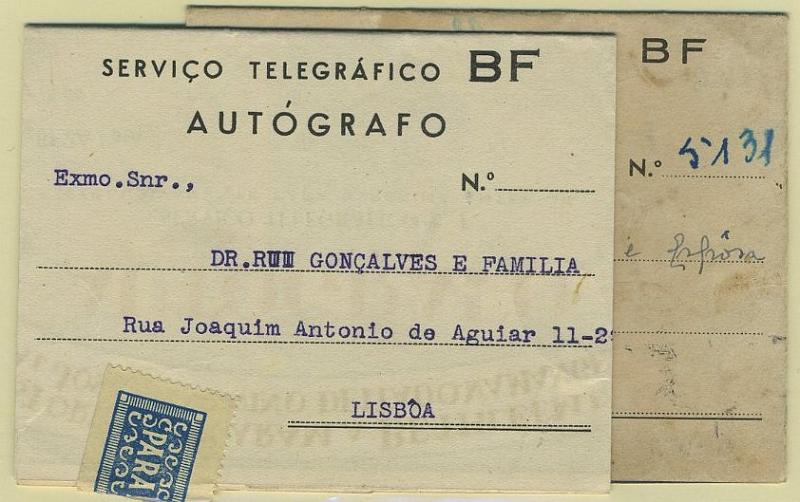 24Lis0846.jpg -     Lote:    846            Portugal       Descrição:         1944/1947 &mdash; Autógrafos. Boas Festas. OM21 BF2A e OM27 BF1A. Circulados.        IC       Valor Base:     &euro; 8,00     Valor Venda:     &euro; 10,00     