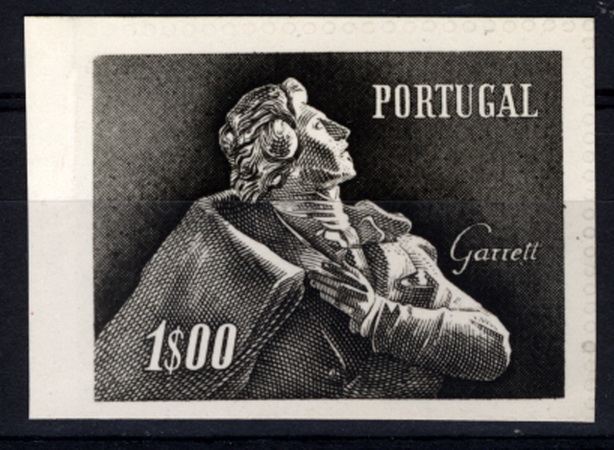 24Lis1160.jpg -     Lote:    1160            Portugal       Descrição:         1957 &mdash; Almeida Garrett. Prova fotográfica a preto e branco do selo de 1$00. B e MR.        PRV       Valor Base:     &euro; 6,00     Valor Venda:     Retirado     