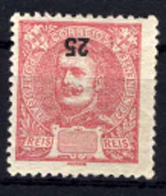24Lis1199.jpg -     Lote:    1199            Portugal       Descrição:         1898/905 &mdash; D. Carlos I tipo Mouchon. Novas taxas e cores. CE141, 25 reis carmim. Selo com taxa invertida e deslocada.        **       Valor Base:     &euro; 10,00     Valor Venda:     &euro; 10,00     