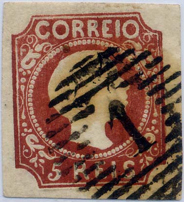 24Lis1277.jpg -     Lote:    1277            Portugal       Descrição:         1855/1856 &mdash; D. Pedro V. Cabelos lisos. CE5, 5 reis castanho vermelho. Margens normais. Valor de catálogo &euro; 1.504,00. B.        O       Valor Base:     &euro; 150,00     Valor Venda:     &euro; 200,00     