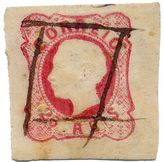 24Lis1289.jpg -     Lote:    1289            Portugal       Descrição:         1862/1864 &mdash; D. Luís I. CE16, 25 reis carmim. Selo do canto inferior de folha, com margens de luxo, obliterado a pena. MB        O       Valor Base:     &euro; 12,00     Valor Venda:     Retirado     