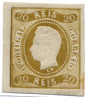 24Lis1295.jpg -     Lote:    1295            Portugal       Descrição:         1866/1867 &mdash; D. Luís I. Fita curva, não denteado. CE21, 20 reis bistre. Margens normais. Valor de catálogo &euro; 326,00.        R**       Valor Base:     &euro; 35,00     Valor Venda:     Retirado     