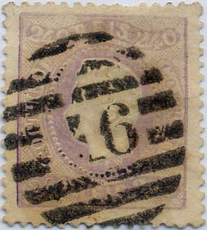 24Lis1307.jpg -     Lote:    1307            Portugal       Descrição:         1867/1870 &mdash; D. Luís I. Fita curva, denteados. CE35, 240 reis violeta claro, obliterado com carimbo de barras da 2.ª reforma "46". Um dente curto. Valor de catálogo &euro;830,00. MB.         O       Valor Base:     &euro; 100,00     Valor Venda:     &euro; 100,00     