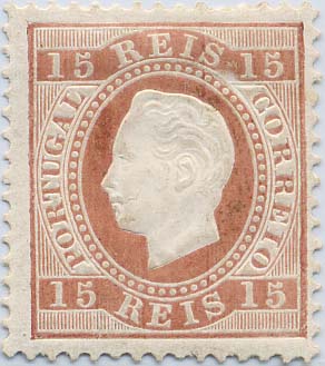 24Lis1309.jpg -     Lote:    1309            Portugal       Descrição:         1870/1876 &mdash; D. Luís I. Fita direita. CE38, 15 reis castanho claro, denteado 12 &frac12;, papel porcelana. Um dente ligeiramente mais curto. Valor de catálogo &euro; 191,00.        R**       Valor Base:     &euro; 22,00     Valor Venda:     &euro; 32,00     
