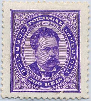 24Lis1324.jpg -     Lote:    1324            Portugal       Descrição:         1884/1887 &mdash; D. Luís I. De frente. Novos valores. CE65, 500 reis violeta, papel porcelana, denteado 12 &frac12;. Valor de catálogo &euro; 449,00. MB.        **       Valor Base:     &euro; 90,00     Valor Venda:     &euro; 90,00     