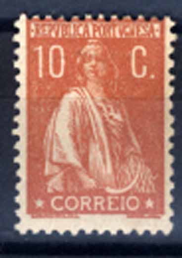 24Lis1375.jpg -     Lote:    1375            Portugal       Descrição:         1912 &mdash; Ceres. CE215, 10c tijolo claro, papel pontinhado vertical, denteado 12x11 &frac12;. Valor de catálogo &euro; 49,90.        **       Valor Base:     &euro; 10,00     Valor Venda:     &euro; 10,00     