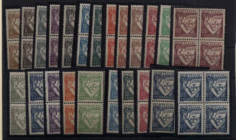 24Lis1400.jpg -     Lote:    1400            Portugal       Descrição:         1931/38 &mdash; Lusíadas. CE513/30 e CE543/47. Lote com as duas séries em quadras. Valor de catálogo &euro; 1.348,00.        ***       Valor Base:     &euro; 200,00     Valor Venda:     &euro; 280,00     