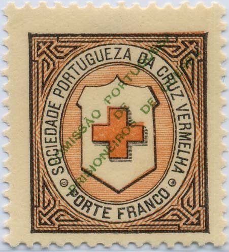 24Lis1506.jpg -     Lote:    1506            Portugal       Descrição:         1916 &mdash; Porte Franco. Cruz Vermelha Portuguesa. Tipo de 1890, com sobrecarga. CE CVP2, rosa e preto. Valor de catálogo &euro; 138,00.        **       Valor Base:     &euro; 25,00     Valor Venda:     &euro; 25,00     