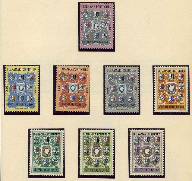 24Lis1544.jpg -     Lote:    1544            Ultramar       Descrição:         Ultramar Português. Emissões comuns às Colónias. 1953/64 &mdash; Lote de 5 séries: Centenário do Selo Português, 4.º Centenário de S. Paulo, Centenário do BNU, Centenário da Morte do Infante D. Henrique e Exposição de Bruxelas. Valor de catálogo &euro; 62,10.        ***       Valor Base:     &euro; 15,00     Valor Venda:     &euro; 32,00     