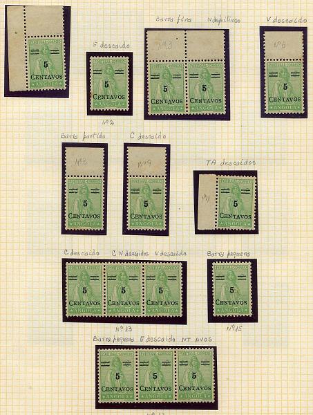 24Lis1578.jpg -     Lote:    1578            Angola       Descrição:         1945/1946 &mdash; Ceres com sobretaxa. Lote composto por 3 folhas de álbum, com 41 selos de 5 s/ 80C verde CE285, com estudo de variedades na sobretaxa. Lote interessante a ver.        Lote       Valor Base:     &euro; 50,00     Valor Venda:     &euro; 50,00     