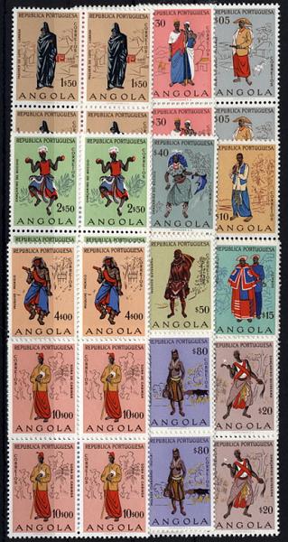 24Lis1589.jpg -     Lote:    1589            Angola       Descrição:         1957 &mdash; Tipos Indígenas de Angola. CE388/399. Série completa em quadras. Valor de catálogo &euro; 43,40.        ***       Valor Base:     &euro; 10,00     Valor Venda:     &euro; 18,00     