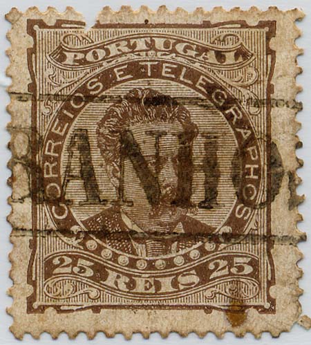 24Lis1819.jpg -     Lote:    1819            Portugal       Descrição:         Carimbos nominativos * 1882/1883 &mdash; D. Luís, de frente. CE57, 25 reis, denteado 13 &frac12;, papel liso, obliterado com carimbo nominativo de "PARANHOS", batido a preto. MB e MR.        O       Valor Base:     &euro; 50,00     Valor Venda:     &euro; 55,00     
