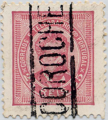 24Lis1835.jpg -     Lote:    1835            Portugal       Descrição:         Carimbos nominativos * 1884/1887 &mdash; D. Luís I. De frente, novos valores. CE63, 25 reis lilás rosa, denteado 11 &frac12;, papel porcelana, obliterado com carimbo nominativo rectangular, batido a preto de "ALCORUNCHEL".        O       Valor Base:     &euro; 75,00     Valor Venda:     Retirado     