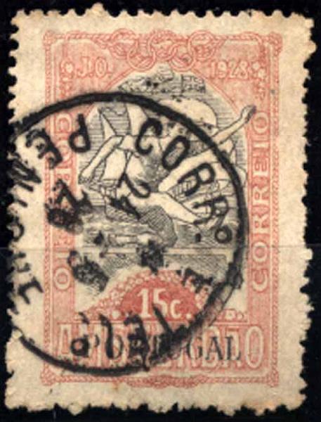 24Lis1901.jpg -     Lote:    1901            Portugal       Descrição:         Carimbos tipo francês. 1928 &mdash; Imposto postal. Jogos Olímpicos. CE IP21, 15c obliterado com carimbo tipo francês de PENICHE.        O       Valor Base:     &euro; 10,00     Valor Venda:     Retirado     