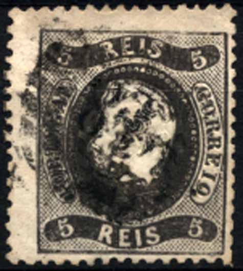 24Lis1910.jpg -     Lote:    1910            Açores       Descrição:         Carimbos numéricos da 1.ª reforma. 1867/1870 &mdash; D. Luís I, fita curva denteados. CE27, 5 reis preto. Selo do Continente utilizados nos Açores obliterado com carimbo numérico da 1.ª reforma "48 &mdash; ANGRA". Raros.        O       Valor Base:     &euro; 40,00     Valor Venda:     &euro; 40,00     