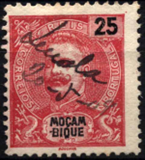 24Lis1949.jpg -     Lote:    1949            Moçambique e Distritos Postais       Descrição:         Obliterações manuscritas. 1903 &mdash; D. Carlos I Mouchon. CE95, 25 reis carmim, com obliteração manuscrita de LUALA / 20-5-09        O       Valor Base:     &euro; 35,00     Valor Venda:     &euro; 150,00     
