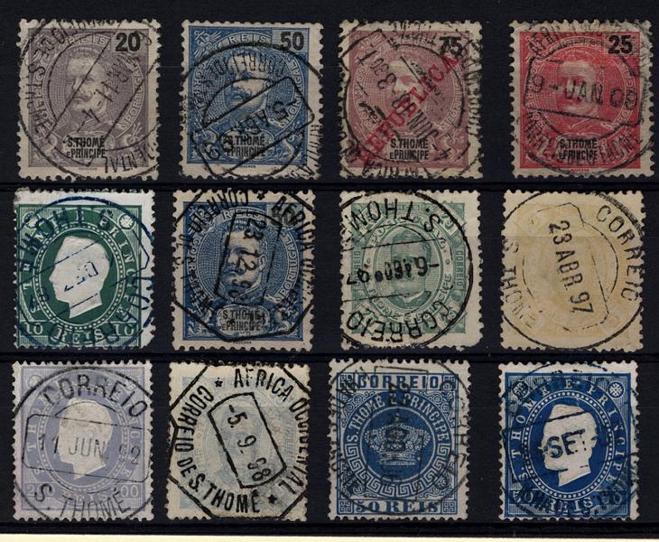 24Lis1972.jpg -     Lote:    1972            S. Tomé e Píncipe       Descrição:         Marcofilia diversa. Lote de 12 selos de diversas emissões, com carimbos de diversos tipos de S. TOMÉ.         Lote       Valor Base:     &euro; 10,00     Valor Venda:     Retirado     