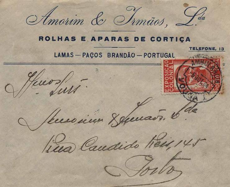 24Lis2151.jpg -     Lote:    2151      Lotes pelo Correio       Portugal       Descrição:         1895/34 &mdash; D. Carlos I Mouchon + Exposição Colonial. Lote composto por valor à cobrança (quota sindical) franquiado com selo de 10 reis verde + carta com selo de $40 obliterados com carimbo de Ambulância / Vouga (05.10.34).        Lote       Valor Base:     &euro; 3,00     Valor Venda:     &euro; 3,00     