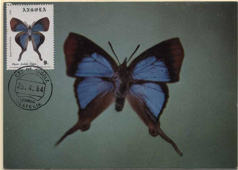 24Lis2256.jpg -     Lote:    2256      Lotes pelo Correio              Descrição:      Angola Palops.   Borboletas. Lote de dois postais máximos ano 1984. Lote a ver        Lote       Valor Base:     &euro; 4,00     Valor Venda:     &euro; 4,00     