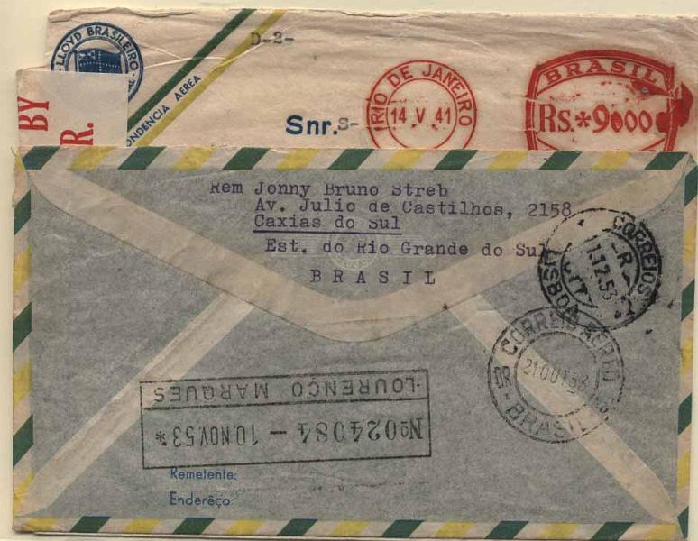 24Lis2741.jpg -     Lote:    2741      Lotes pelo Correio       Moçambique       Descrição:         Carimbos diversos. Lote de duas cartas remetidas do Brasil com marcas de Lourenço Marques. Lote a ver.        Lote       Valor Base:     &euro; 5,00     Valor Venda:     Retirado     