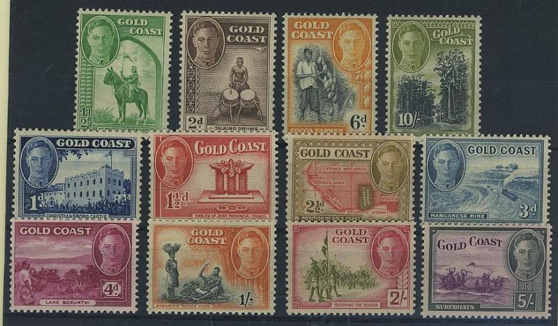 24Lis2778.jpg -     Lote:    2778      Lotes pelo Correio              Descrição:      Costa do Ouro.   1948 &mdash; Jorge VI. Yv-128/139.        **       Valor Base:     &euro; 10,00     Valor Venda:     Retirado     