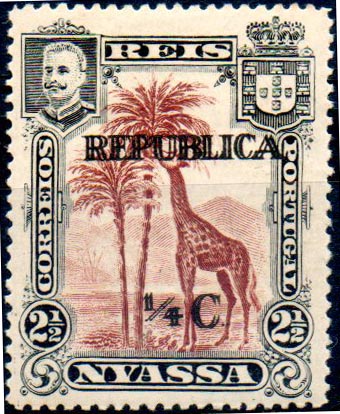0051.jpg -     Lote:    51      Colecção IMPÉRIO      Companhia do Niassa       Descrição:         1918 &mdash; D. Carlos I, com sobretaxa e sobrecarga REPUBLICA. CE64, &frac14; c s/ 2 &frac12; reis castanho vermelho. Selo com dupla sobrecarga e sobretaxa. MB e MR.        **       Valor Base:     &euro; 150,00     Valor Venda:     &euro; 260,00     