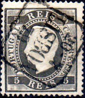 0189.jpg -     Lote:    189      Colecção CASCAIS II             Descrição:         1870/76 &mdash; D. Luís I. Fita direita. CE36, 5 reis preto, papel liso, denteado 13 &frac12;. Selo obliterado com carimbo quadrado, datado de LISBOA (30.7.79). MB.        O       Valor Base:     &euro; 10,00     Valor Venda:     &euro; 14,00     