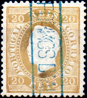 0211.jpg -     Lote:    211      Colecção CASCAIS II             Descrição:         1870/76 &mdash; D. Luís I. Fita direita. CE39, 20 reis bistre, papel liso, denteado 12 &frac12;, obliterado com carimbo nominativo batido a azul de "FORNOS D'ALGODRES".         O       Valor Base:     &euro; 40,00     Valor Venda:     &euro; 75,00     