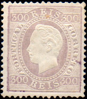 0259.jpg -     Lote:    259      Colecção CASCAIS II             Descrição:         1870/76 &mdash; D. Luís I. Fita direita. CE47, 300 reis violeta escuro, denteado 12 &frac12;, papel liso. Valor de catálogo &euro; 579,00        **       Valor Base:     &euro; 75,00     Valor Venda:     &euro; 120,00     