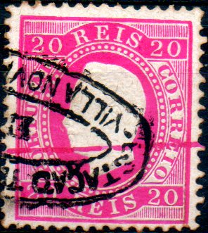 0288.jpg -     Lote:    288      Colecção CASCAIS II             Descrição:         1884 &mdash; D. Luís I. Fita direita. Nova cor e valor. CE66, 20 reis carmim, denteado 12 &frac12;, papel porcelana, obliterado com carimbo oval da telegrafia eléctrica "ESTAÇÃO TELEGRAPHICA / VILLA NOVA DE GAYA". MB e R.         O       Valor Base:     &euro; 25,00     Valor Venda:     &euro; 42,00     