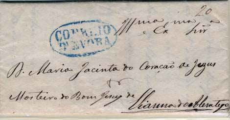 0301.jpg -     Lote:    301            Portugal       Descrição:      Correio d'Evora &mdash;   A azul, GM EVR4 em carta datada de Évora (04.11.52) para Viana do Alentejo com o porte manuscrito a sépia de 20 reis.        Carta       Valor Base:     &euro; 25,00     Valor Venda:     Retirado     