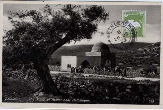 0619.jpg -     Lote:    619                   Descrição:      Palestina &mdash;   The Tombo f Rachel near Bethlehem. Obliterado com marca de dia de Bethlehem (26.10.33). R.        PM       Valor Base:     &euro; 8,00     Valor Venda:     &euro; 30,00     
