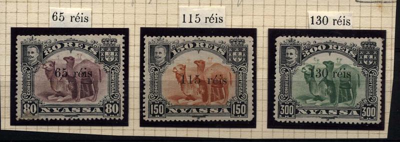 1086.jpg -     Lote:    1086            Companhia do Niassa       Descrição:         1903 &mdash; D. Carlos I. Selos de 1901 com sobretaxa. CE40/42. Série completa com as sobretaxas falsas.        *       Valor Base:     &euro; 15,00     Valor Venda:     &euro; 34,00     