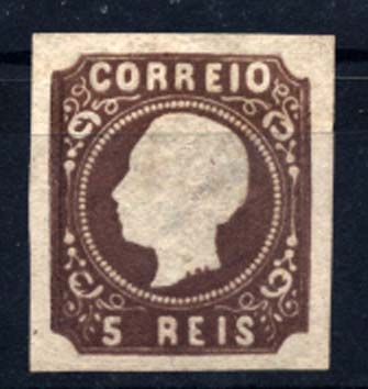 1127.jpg -     Lote:    1127            Portugal       Descrição:         1862/64 &mdash; D. Luís I. CE14. 5 reis castanho escuro, com boas margens. Valor de catálogo &euro; 224,00.        *       Valor Base:     &euro; 20,00     Valor Venda:     Retirado     